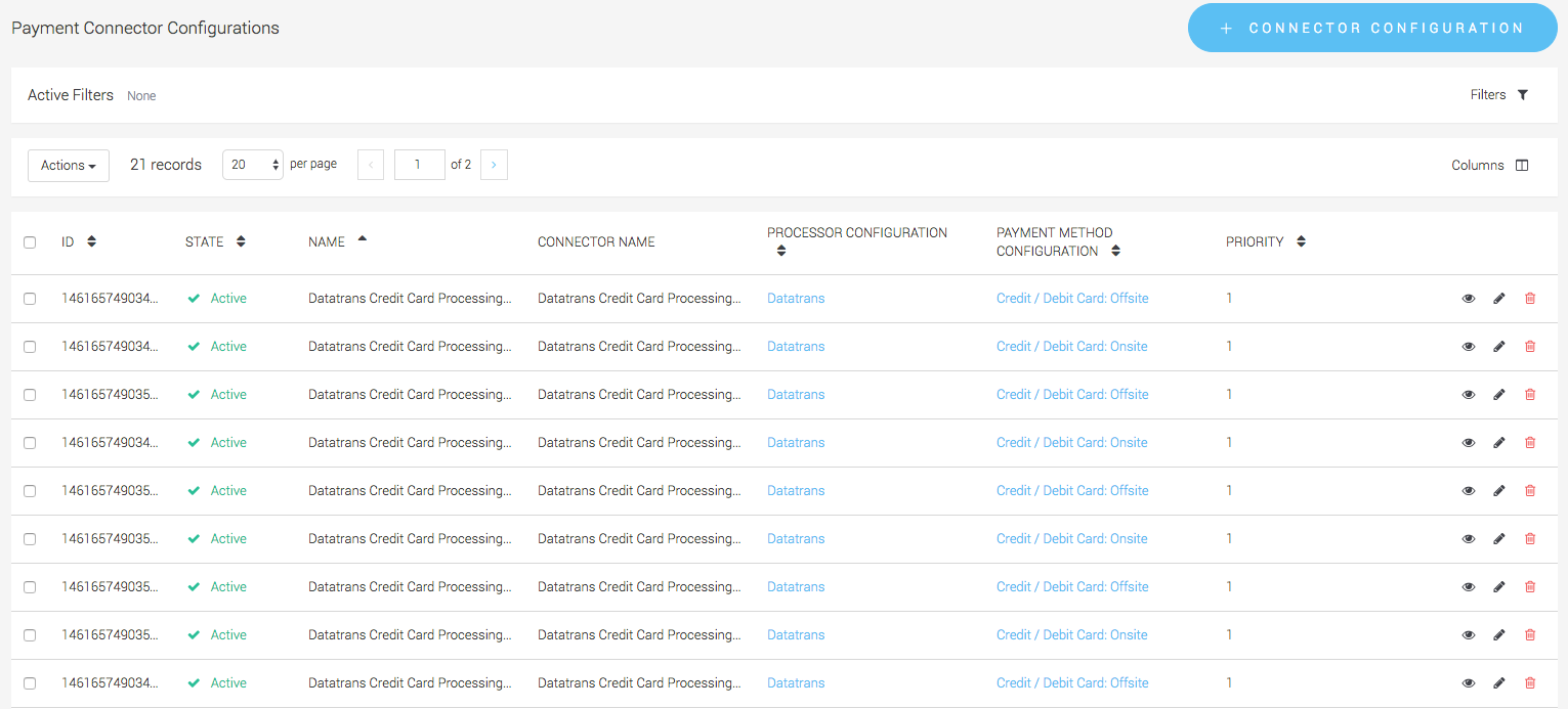 Create the connector configurations.